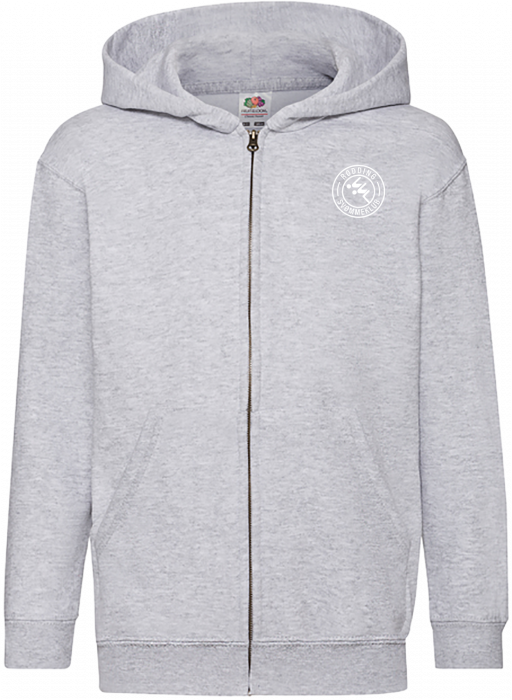 Fruit of the loom - Rødding Svømmeklub Classic Hoodie W. Zip Kids - Heather Grey
